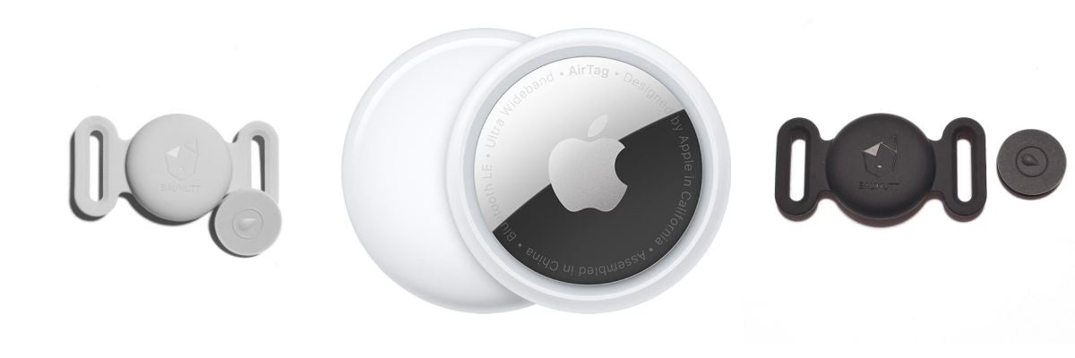 AirTag for dogs kept secure with BAUMUTT's water resistant silicone holder