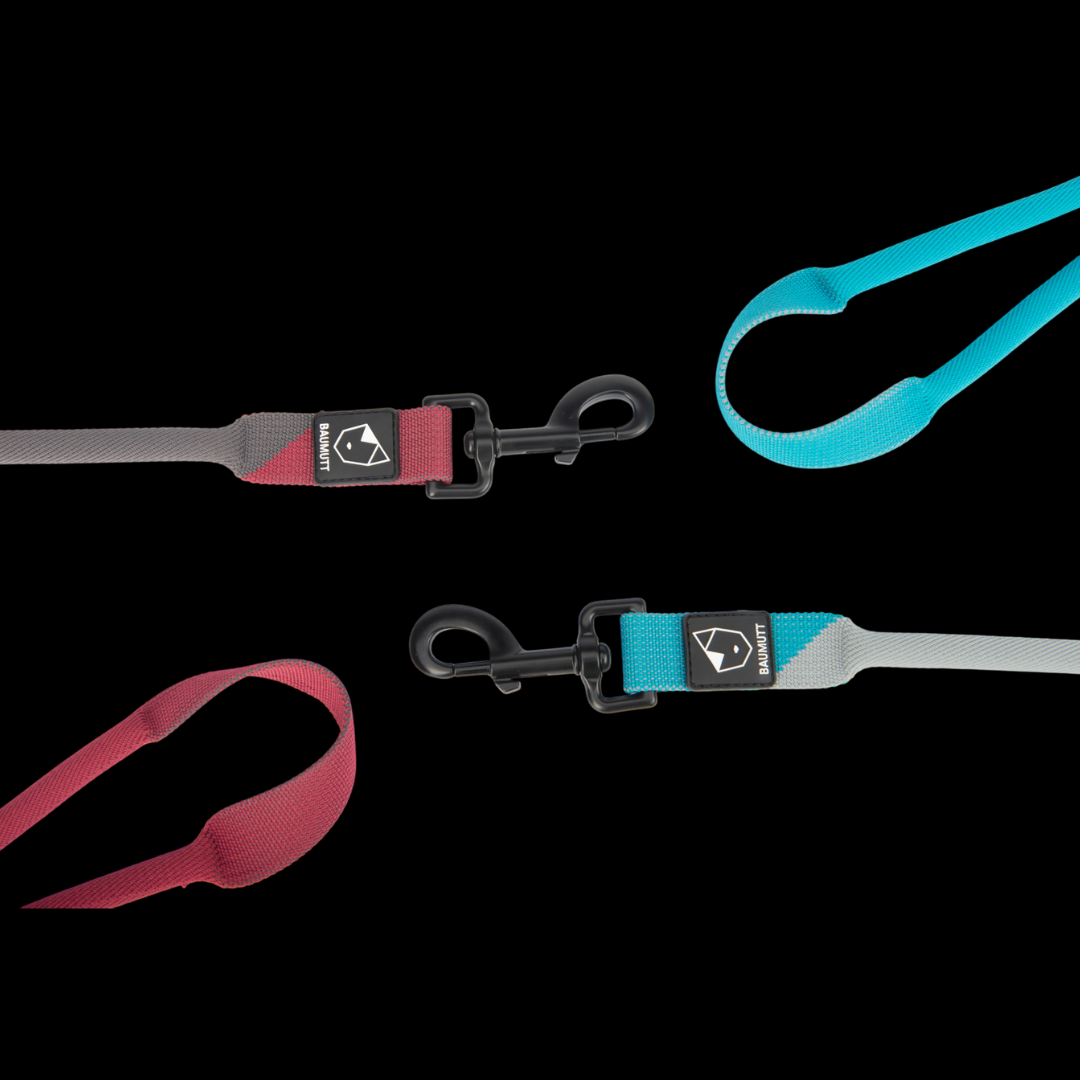 LAXO hands free dog lead by baumutt, perfect training lead in dusk and stone sku, above image of handle and clip
